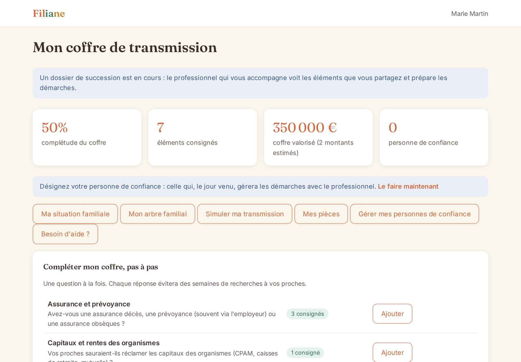 Accueil du coffre pendant une succession : suivi des démarches en cours